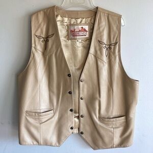 🐎🐎🐎 Brown leather Saquaro West embroidered tan beige vest western